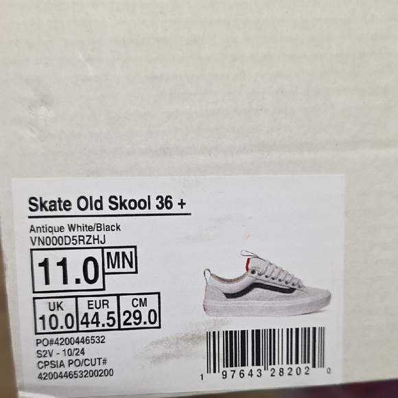 Vans Skate Old Skool 36+ – Antique White/Black – Men’s 11 - Picture 2 of 6